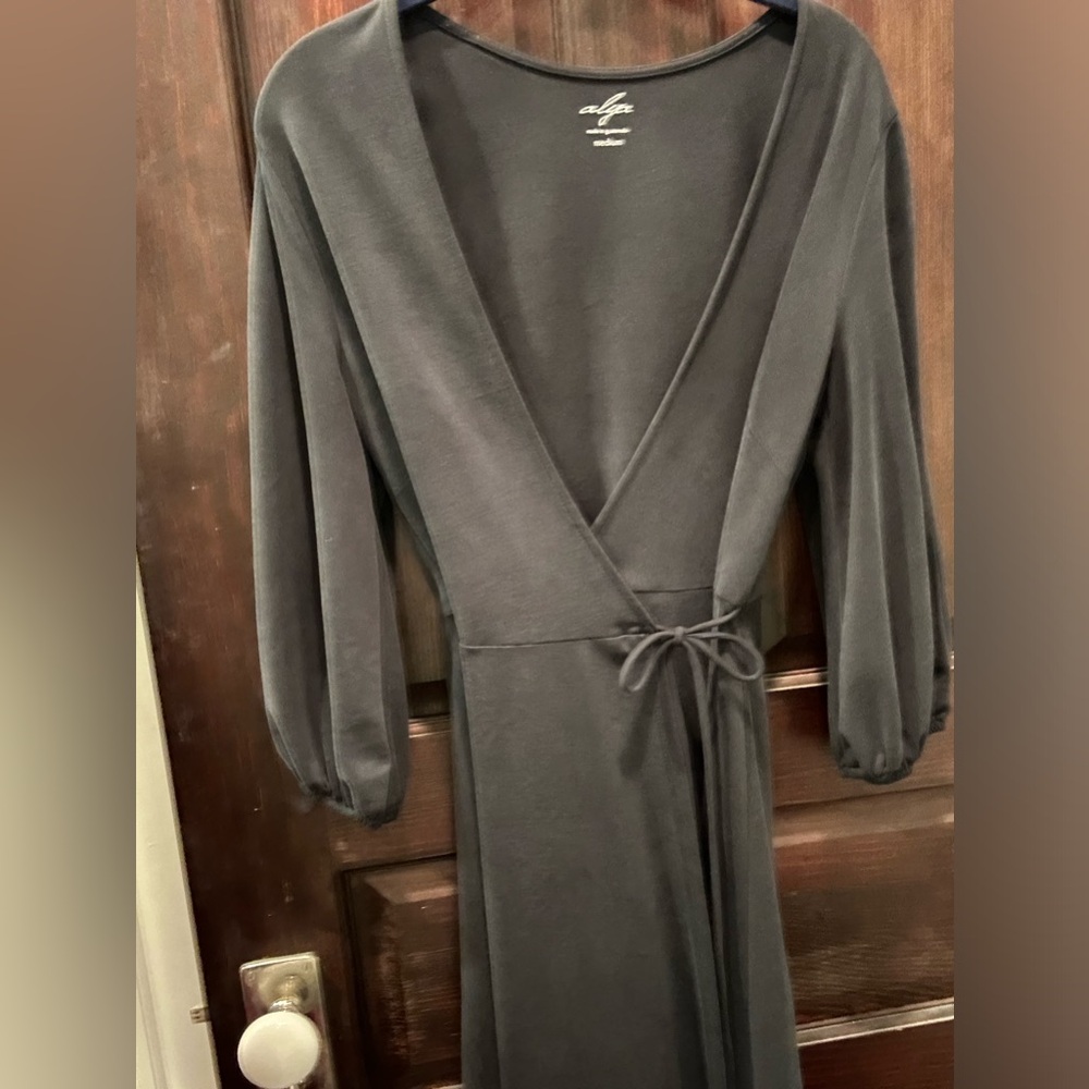 Gray Long Sleeved Wrap dress